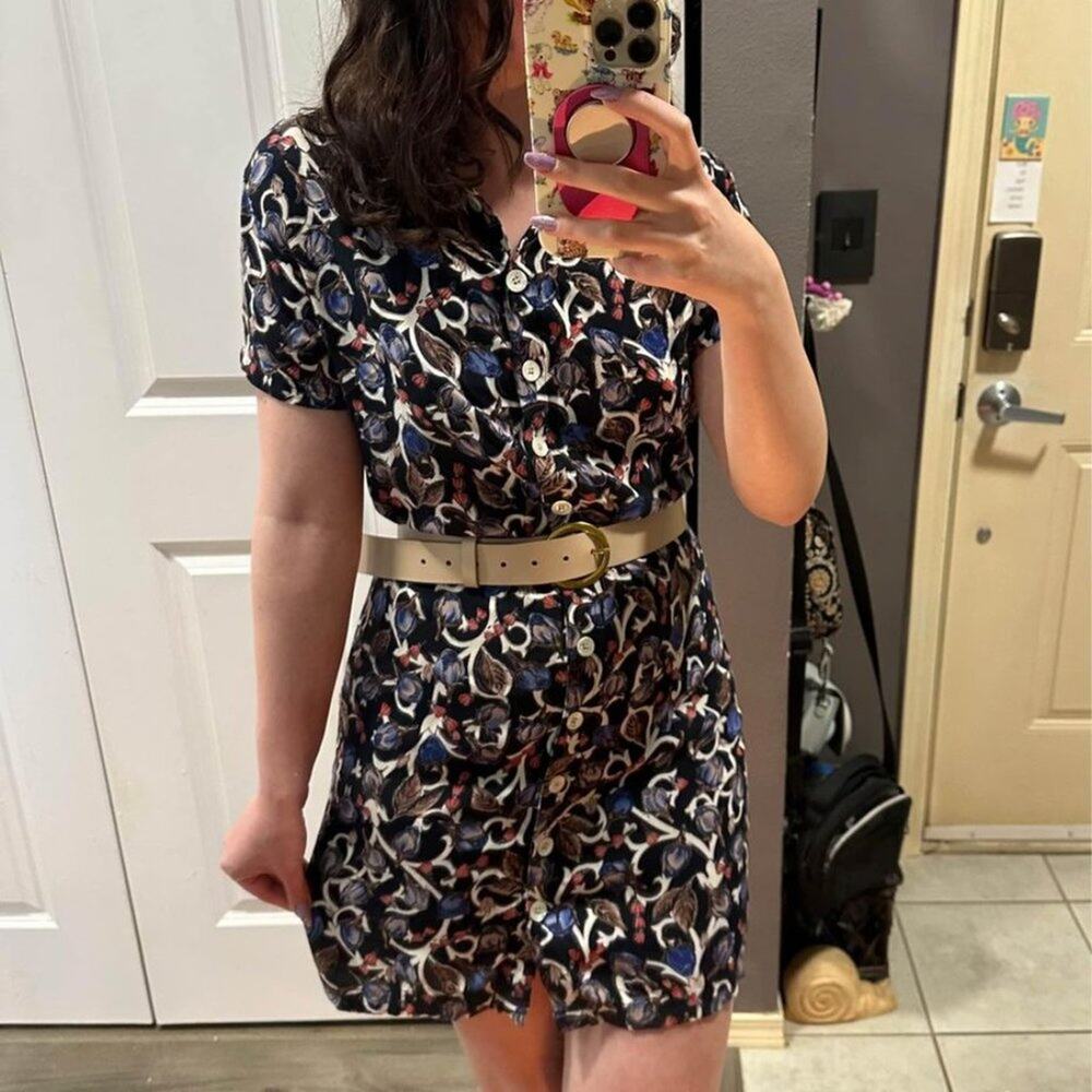 80's Vintage Sz 8 Retro Floral Button Down Mini Dress Summer Christine Parker - Picture 2 of 10